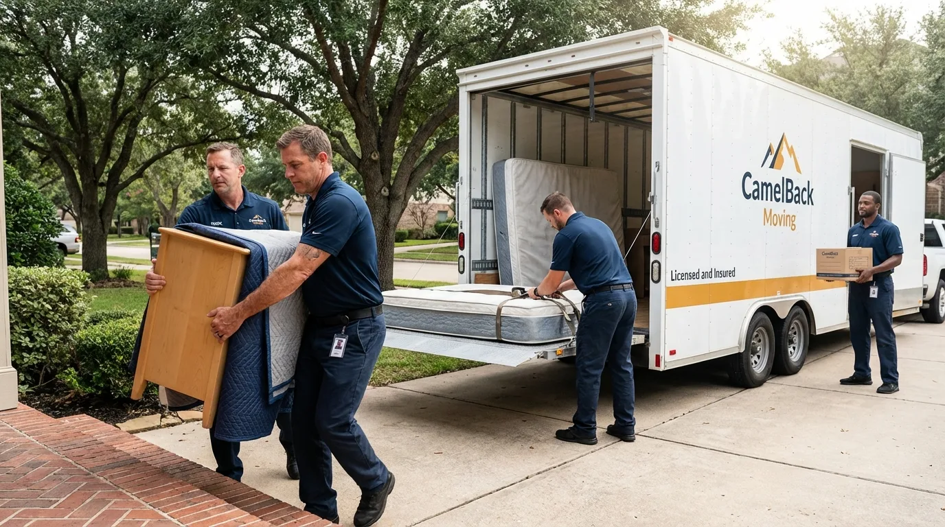 Crew loading residential truck for cross-state move from Kennebec, SD