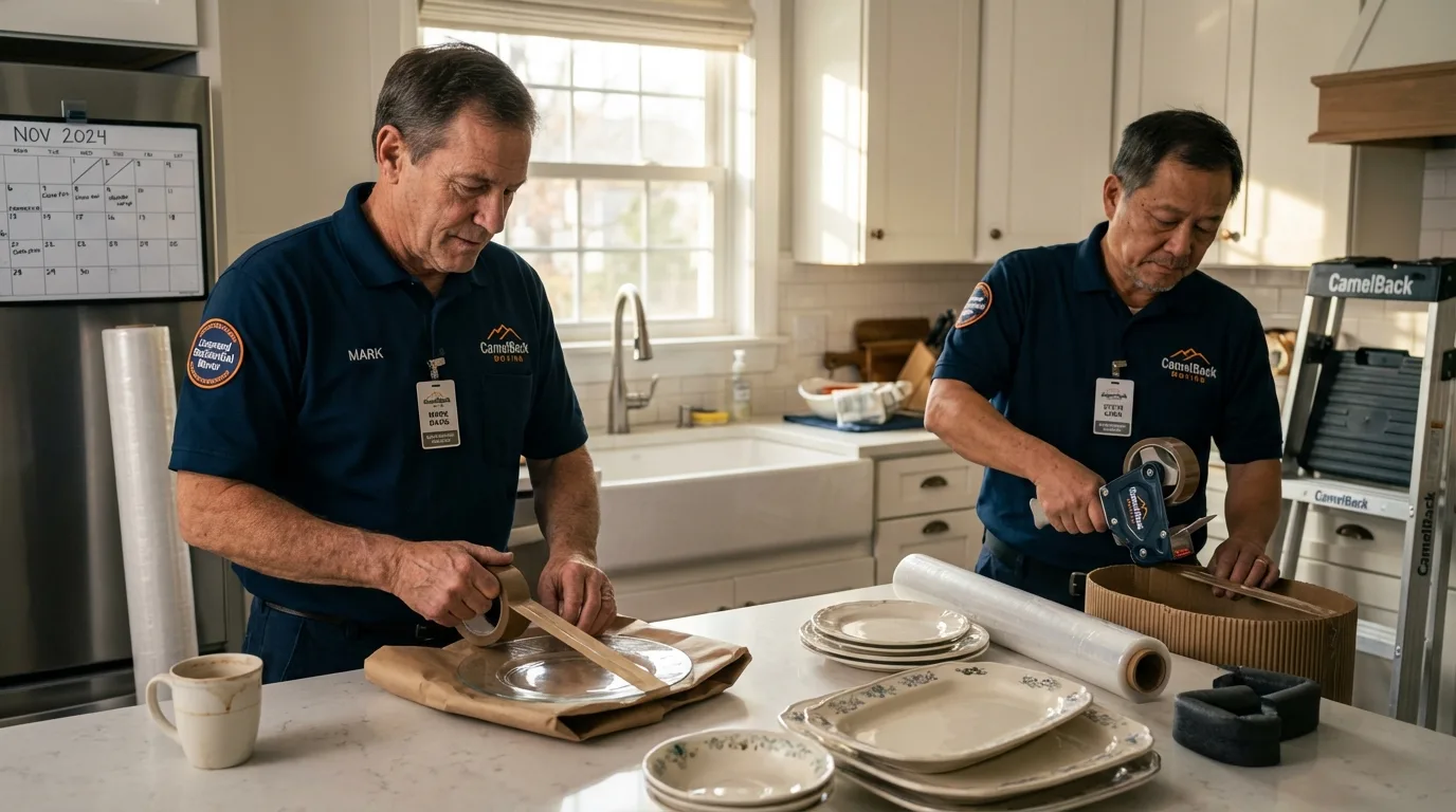 Professional crew packing kitchen dishware in Kennebec, SD